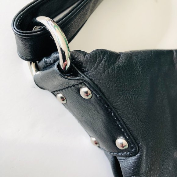 VINTAGE NYC Perlina Black Leather Shoulder Bag EUC - Picture 9 of 9